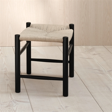 Fredericia Furniture Wegner J16 Taburet - Sortlakeret Eg / Naturflet