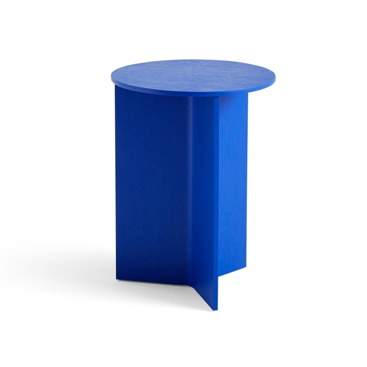 HAY Slit Table Wood Round High - Vivid Blue