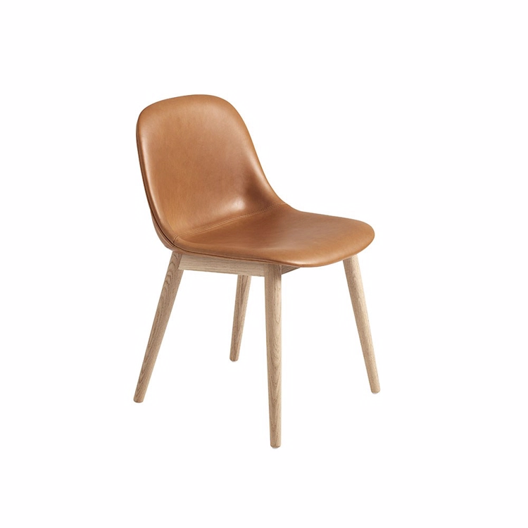 Muuto Fiber Spisebordsstol - Eg/Cognac refine læder