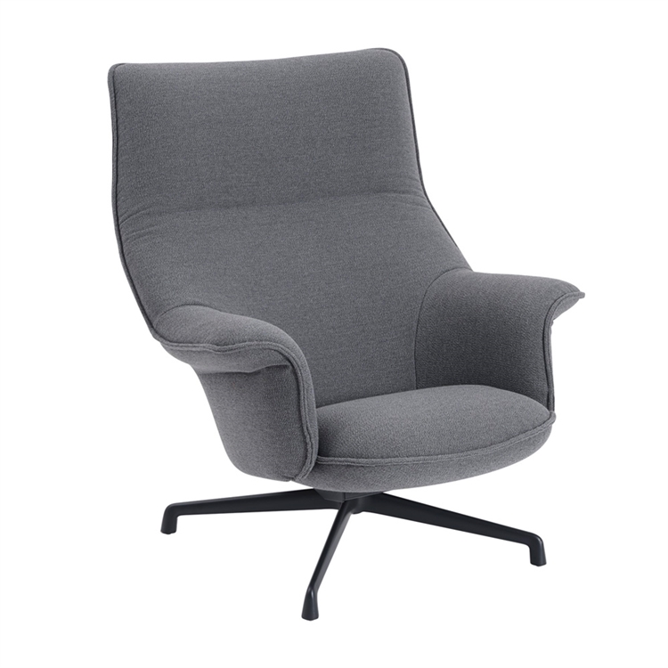 Muuto Doze Lounge Chair High Back / Swivel Base - Ocean 80/Anthracite Black