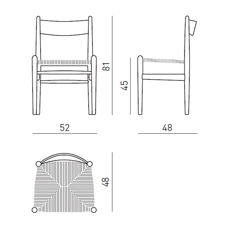 Carl Hansen og Søn CH36 Spisebordsstol - Mål